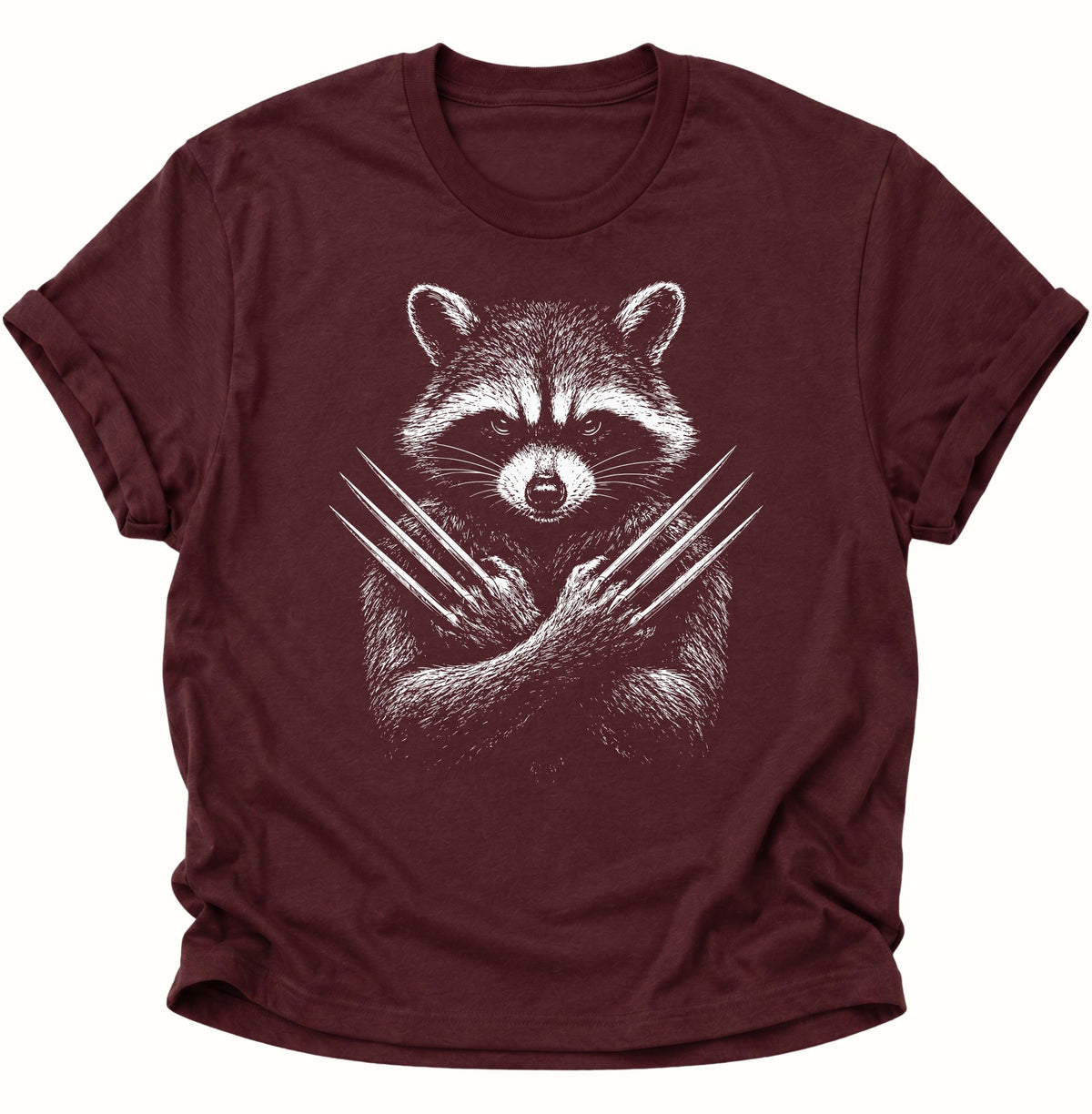 Waschbär mit Metallkrallen Unisex T-Shirt Maroon - PINE & RIVER