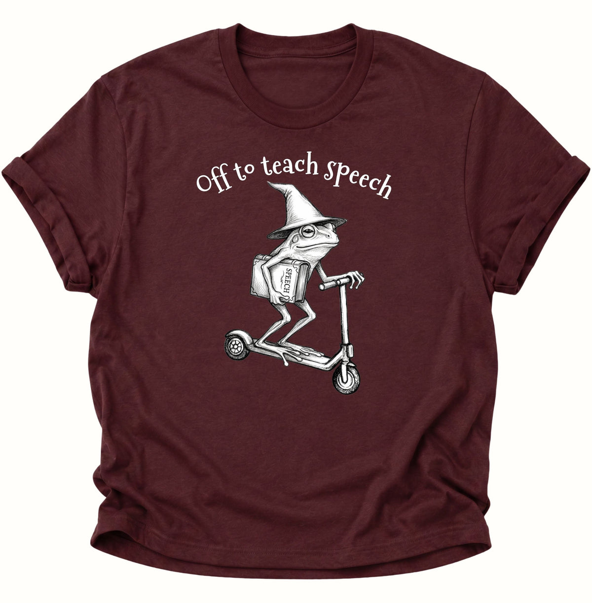 Retro-Frosch lehrt Sprache Unisex T-Shirt Maroon - PINE & RIVER