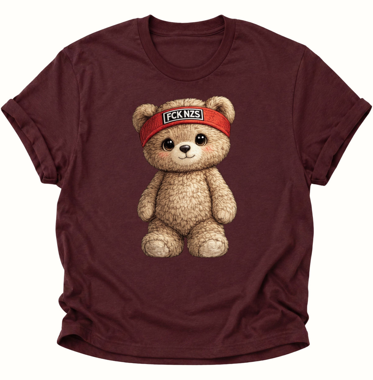 Süßer Teddybär gegen rechts Unisex T-Shirt Maroon - PINE & RIVER