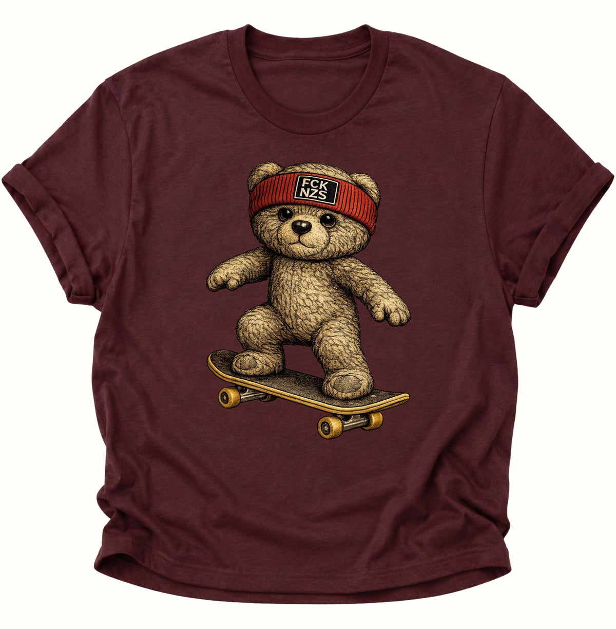 Teddy Skater gegen rechts Unisex T-Shirt Maroon - PINE & RIVER
