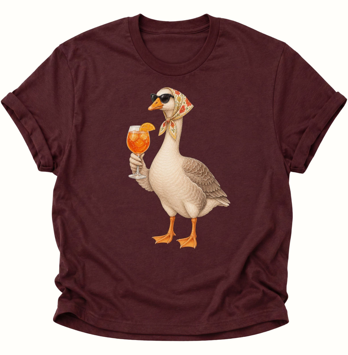 Cocktail-Gans mit Kopftuch Unisex T-Shirt Maroon - PINE & RIVER