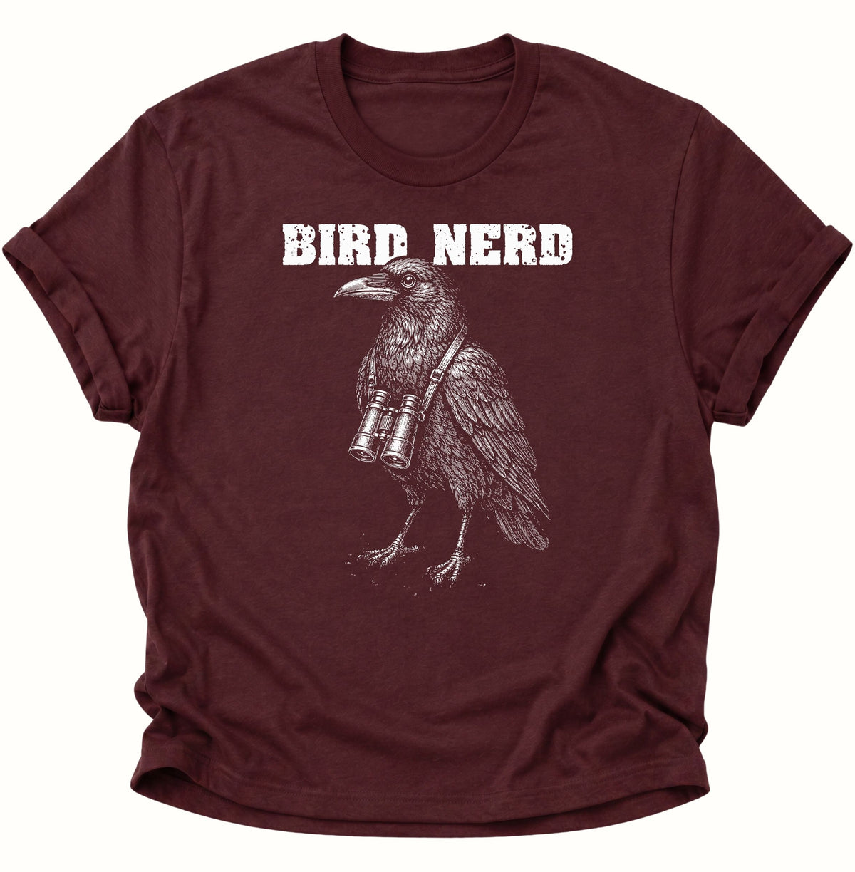 Bird Nerd Rabenvogel mit Fernglas Unisex T-Shirt Maroon - PINE & RIVER