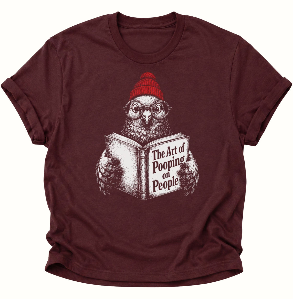 Vogel liest The Art of Pooping on People Unisex T-Shirt Maroon - PINE & RIVER