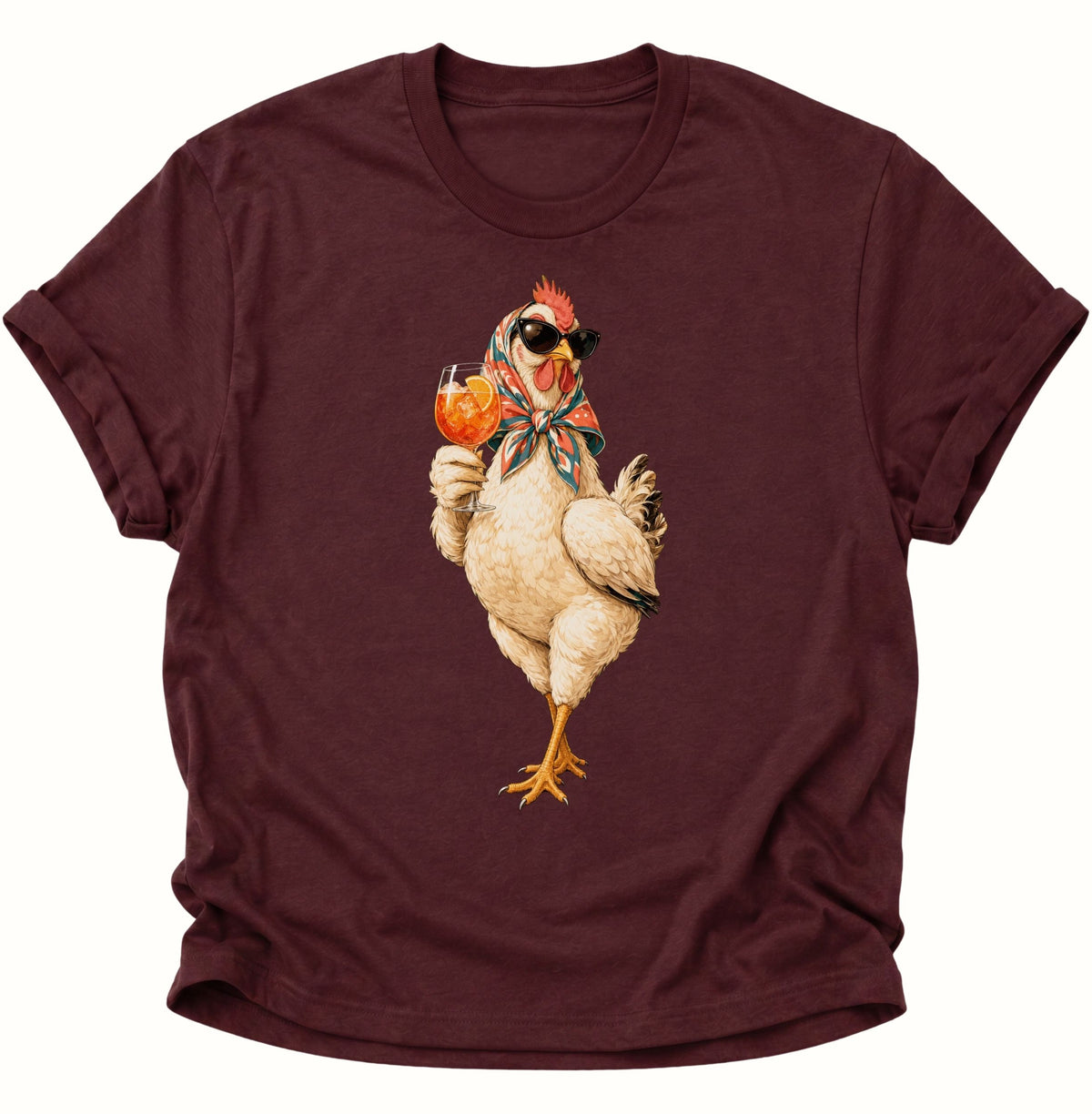 Cocktail-Henne mit Sonnenbrille Unisex T-Shirt Maroon - PINE & RIVER