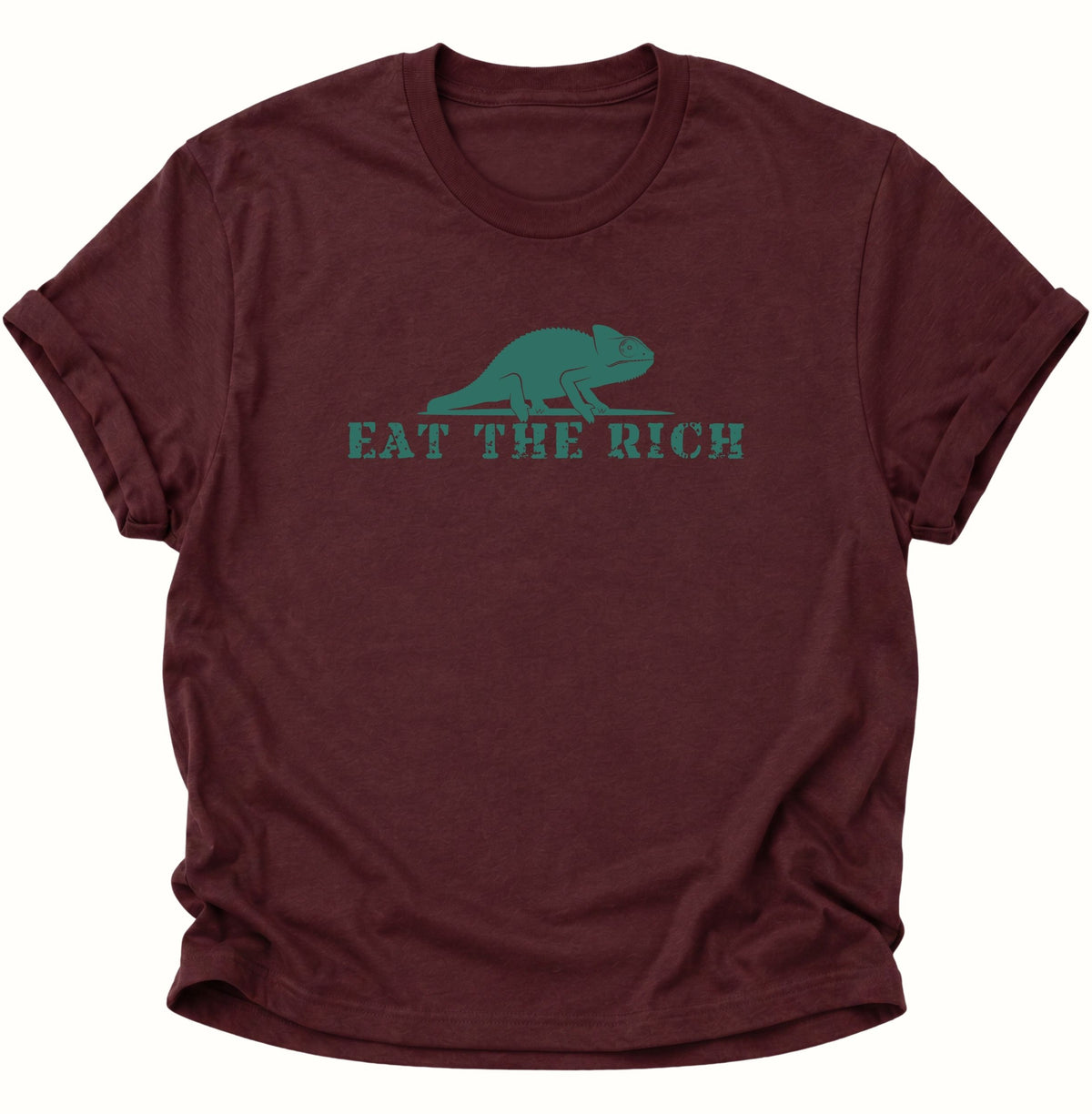 Chamäleon Eat the Rich Unisex T-Shirt Maroon - PINE & RIVER