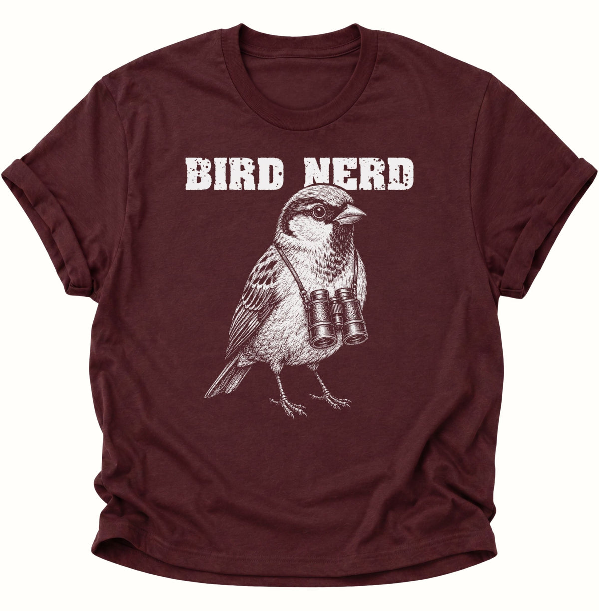 Bird Nerd Vogel mit Fernglas Unisex T-Shirt Maroon - PINE & RIVER
