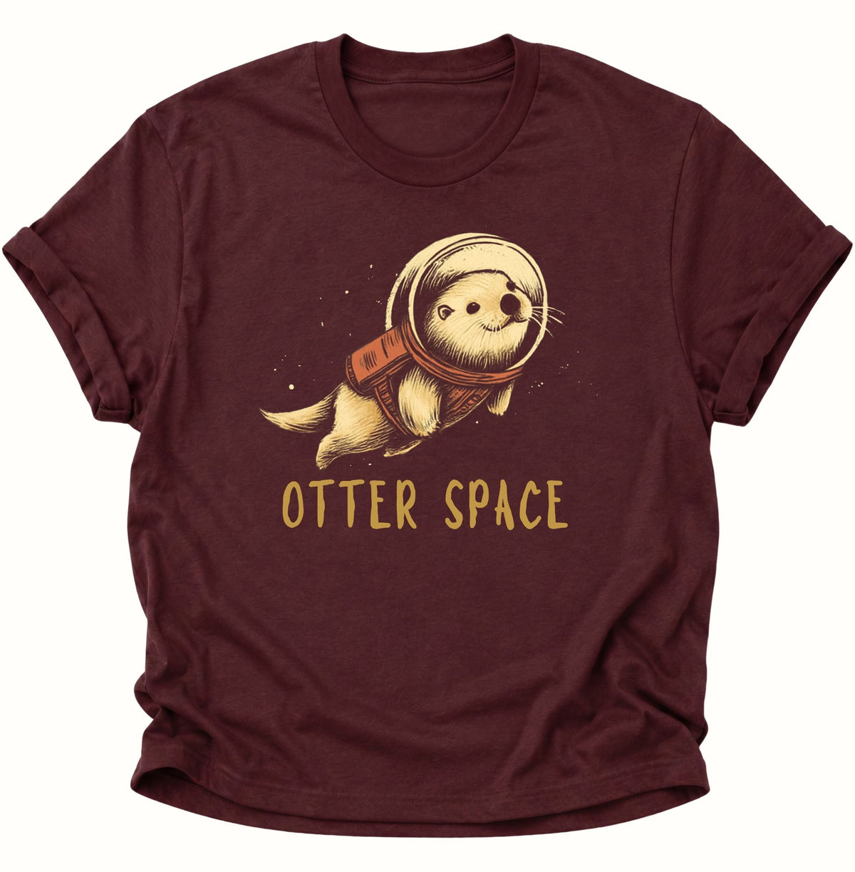 Otter Space Astronauten-Otter Unisex T-Shirt Maroon - PINE & RIVER
