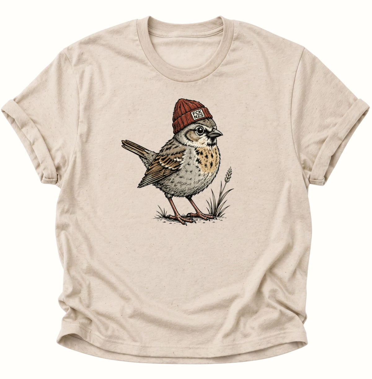Spatz mit Strickmütze gegen rechts Unisex T-Shirt Nature - PINE & RIVER
