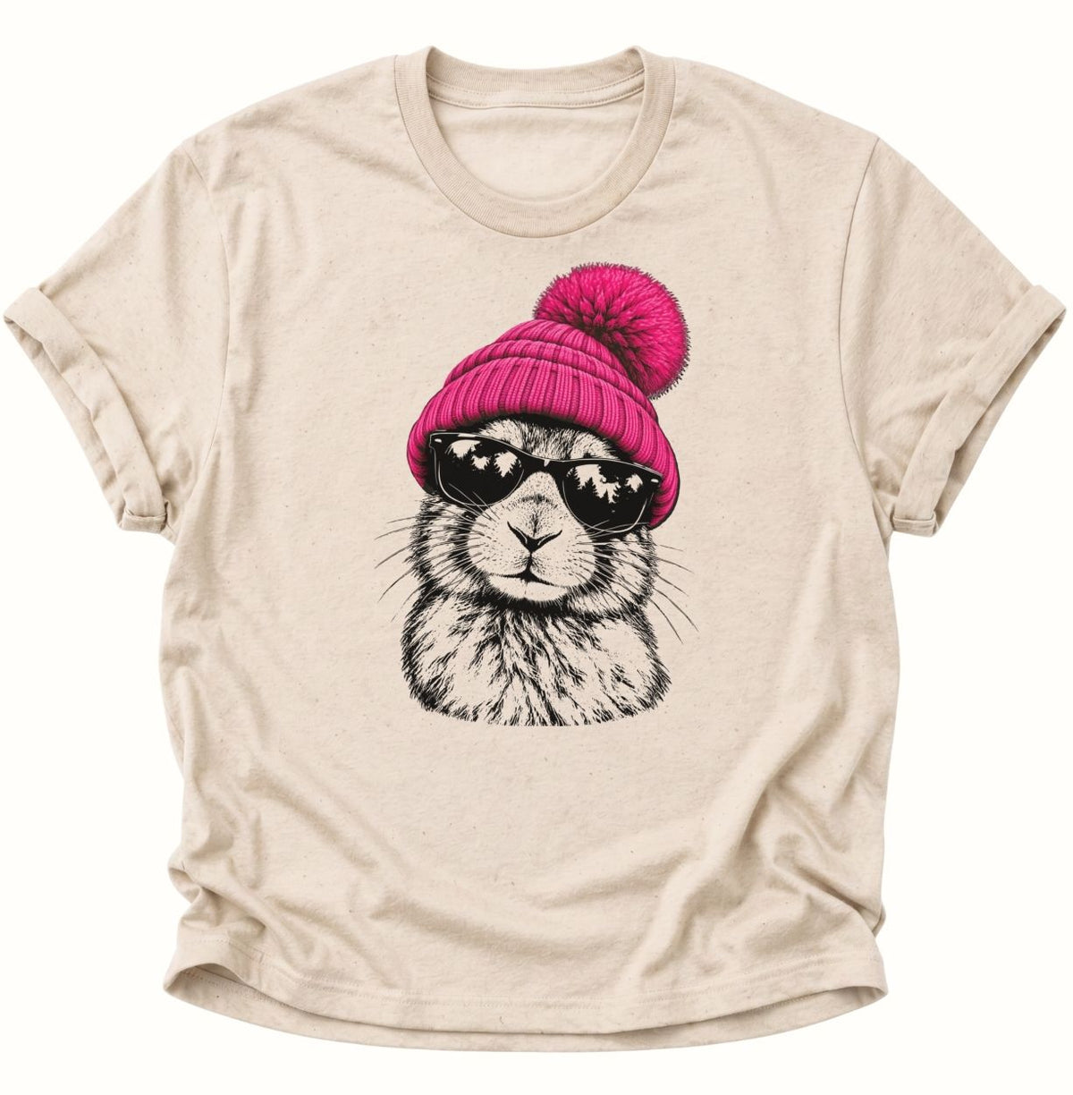 Hase mit Bommelmütze und Sonnenbrille Unisex T-Shirt