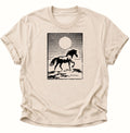 Wildpferd vor Sonne Linolschnitt Unisex T-Shirt