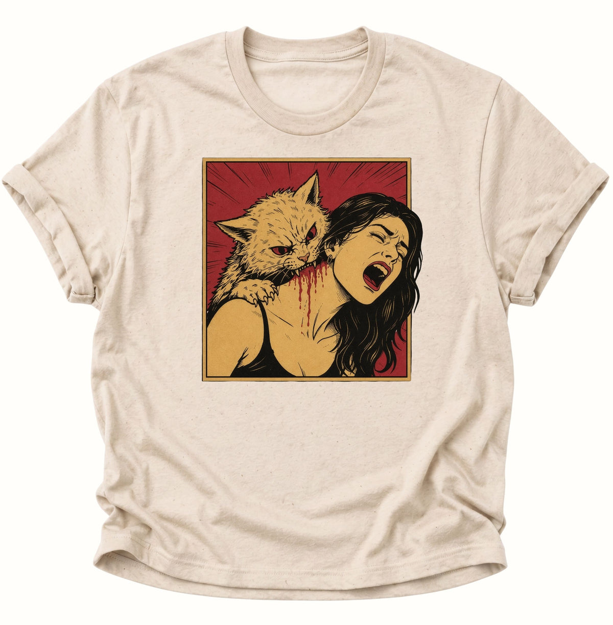 Vampier Katze im Retro-Comic Unisex T-Shirt Nature - PINE & RIVER