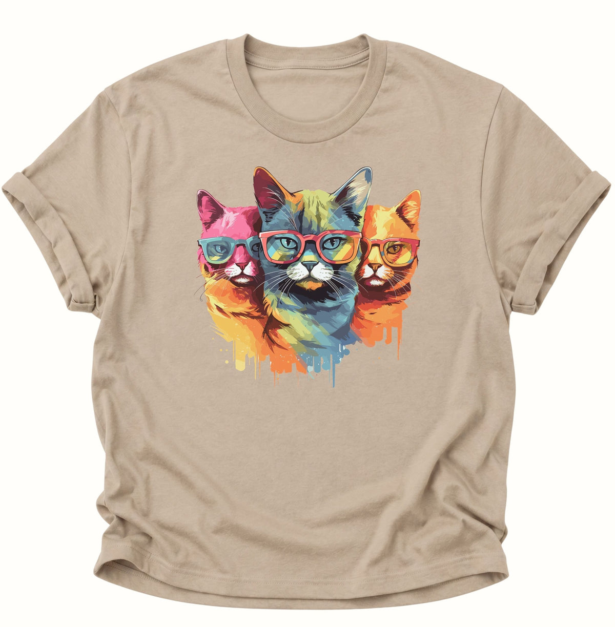 Three Cats Unisex T-Shirt Sand - PINE & RIVER