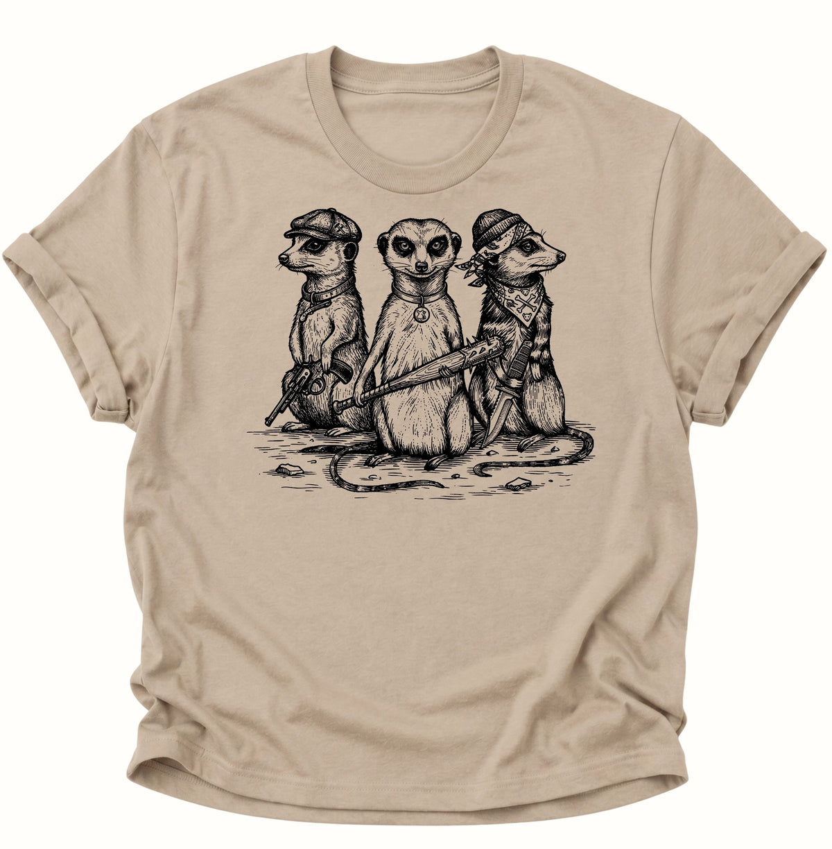 Erdmännchen Gang im Vintage-Stil Unisex T-Shirt Sand - PINE & RIVER