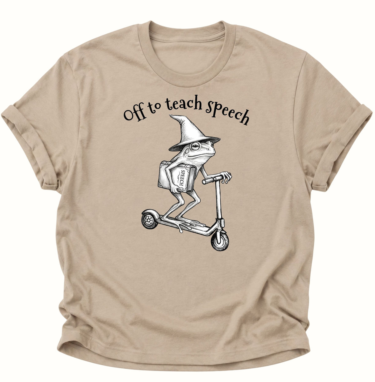 Retro-Frosch lehrt Sprache Unisex T-Shirt Sand - PINE & RIVER