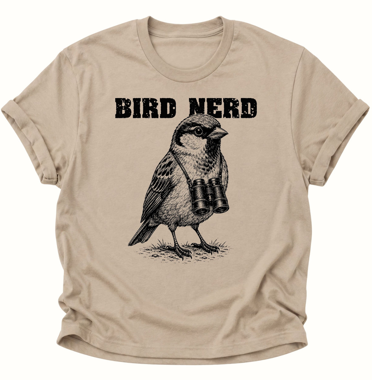 Bird Nerd Vogel mit Fernglas Unisex T-Shirt Sand - PINE & RIVER