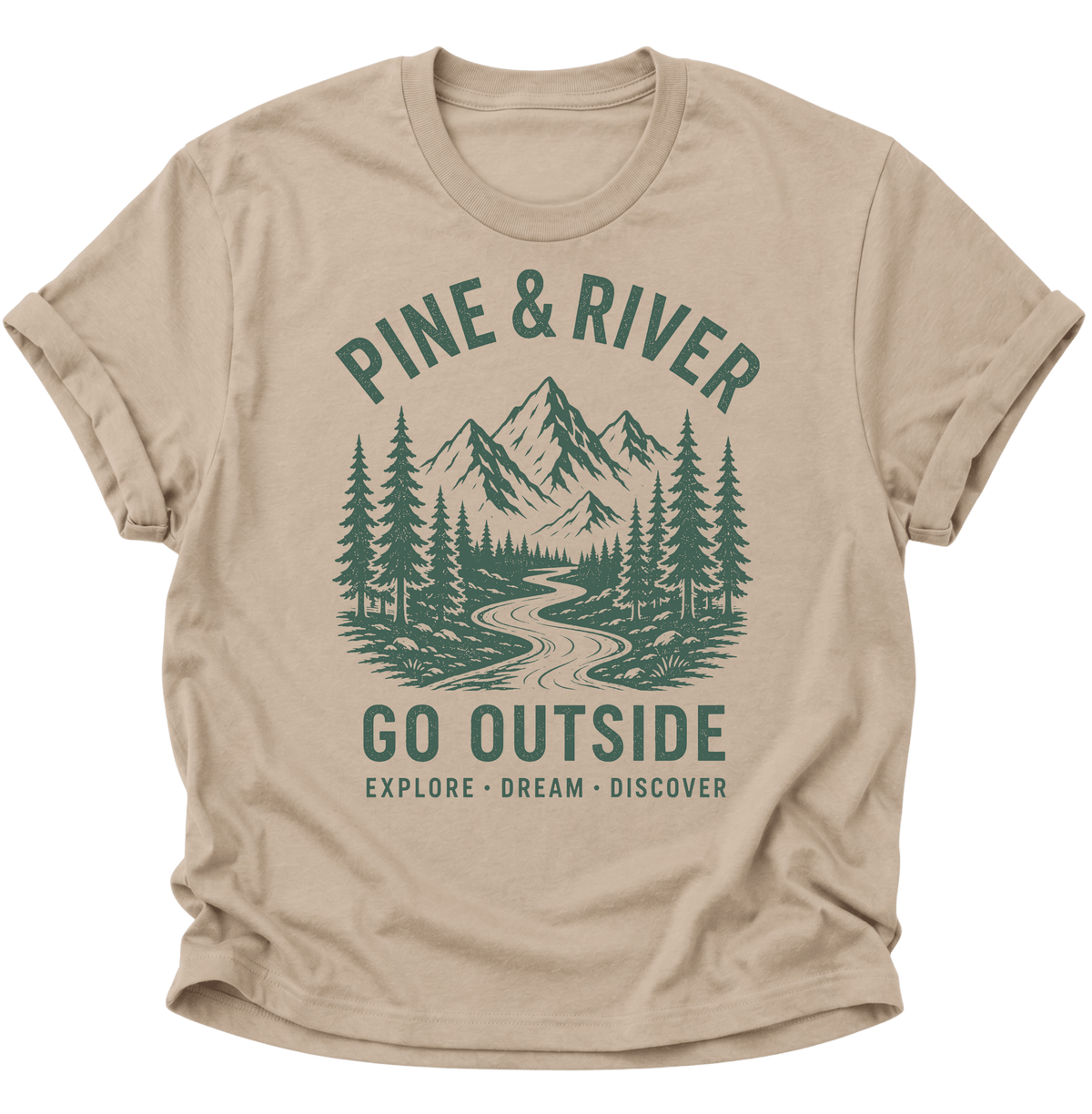 Pine & River Go Outside Unisex T-Shirt Sand - PINE & RIVER
