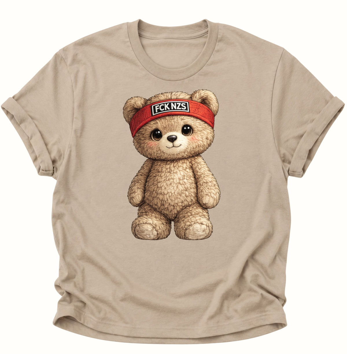Süßer Teddybär gegen rechts Unisex T-Shirt Sand - PINE & RIVER