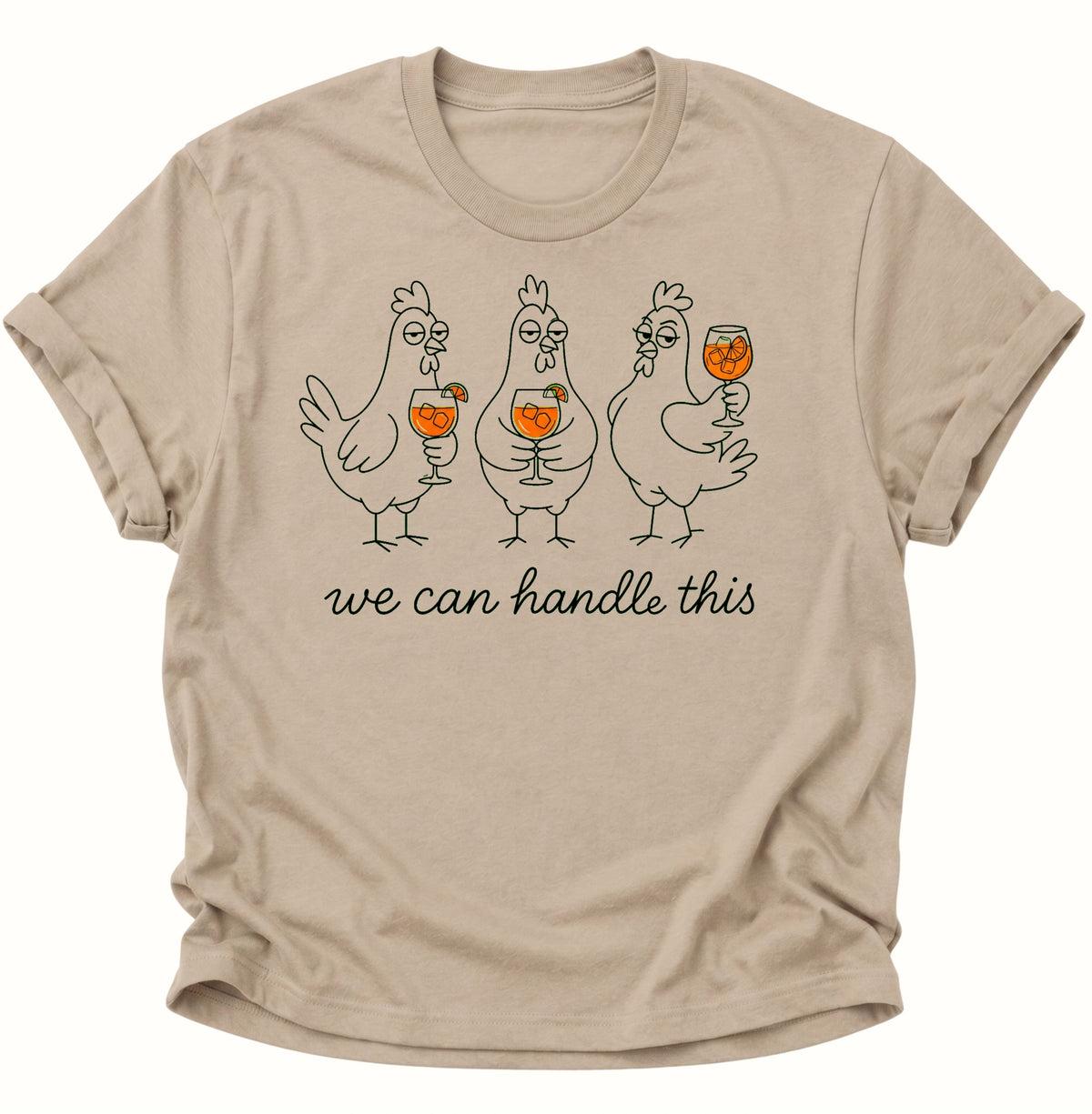Drei Hühner mit Drinks Unisex T-Shirt Sand - PINE & RIVER
