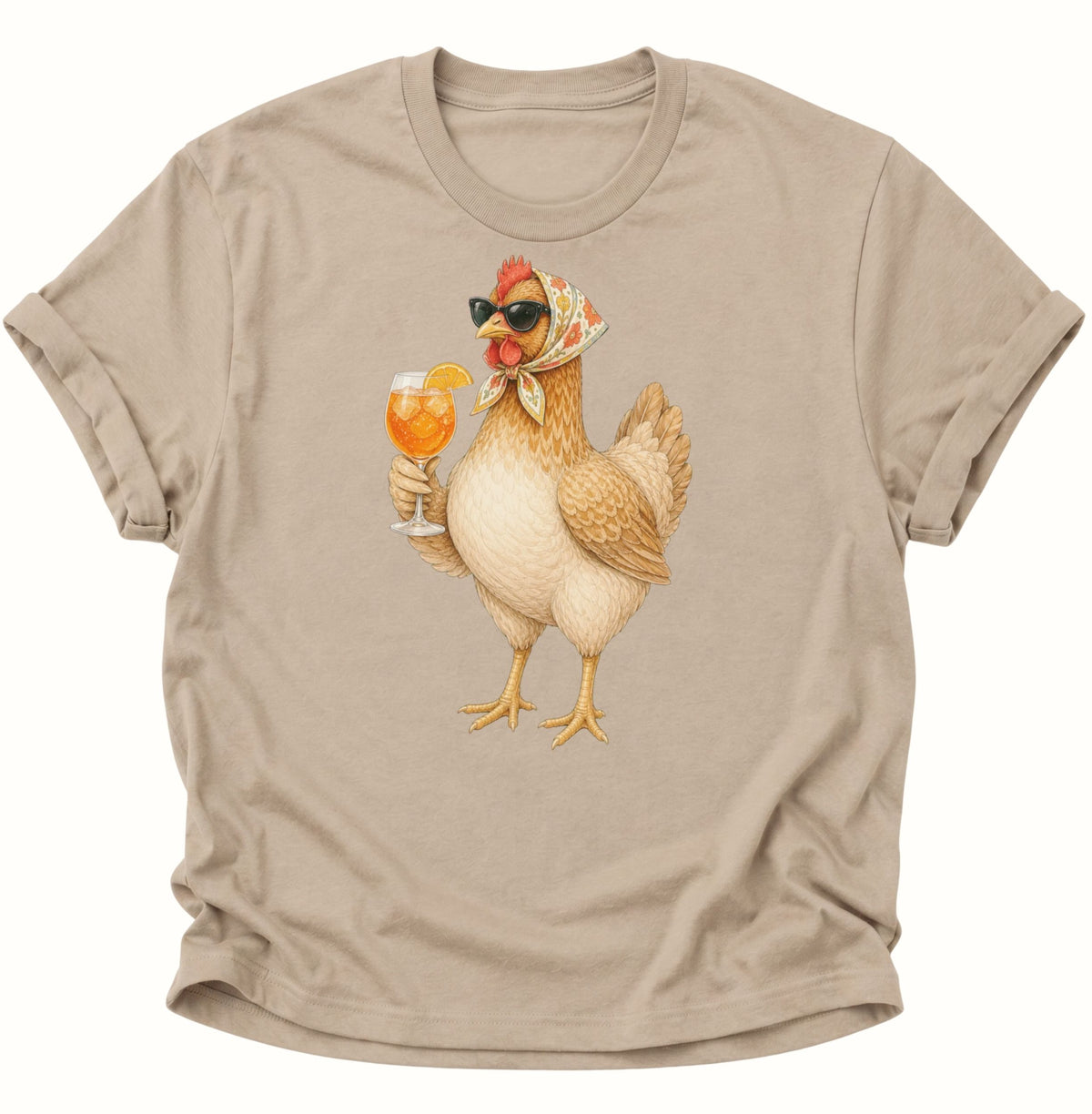 Cocktail-Henne mit Kopftuch Unisex T-Shirt Sand - PINE & RIVER