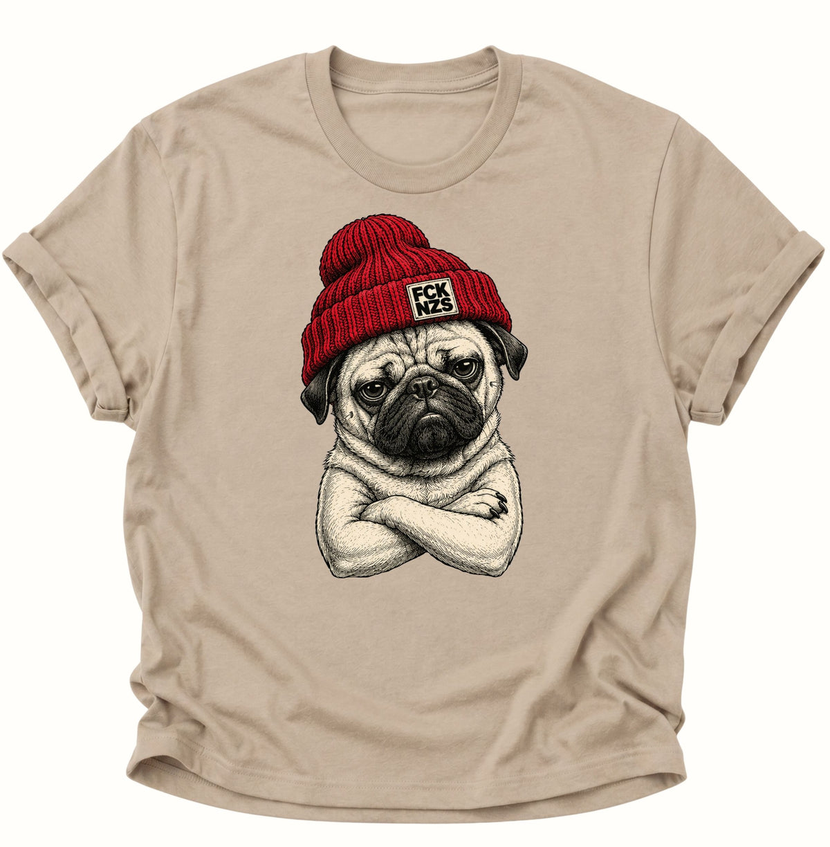 Mops gegen rechts Unisex T-Shirt Sand - PINE & RIVER