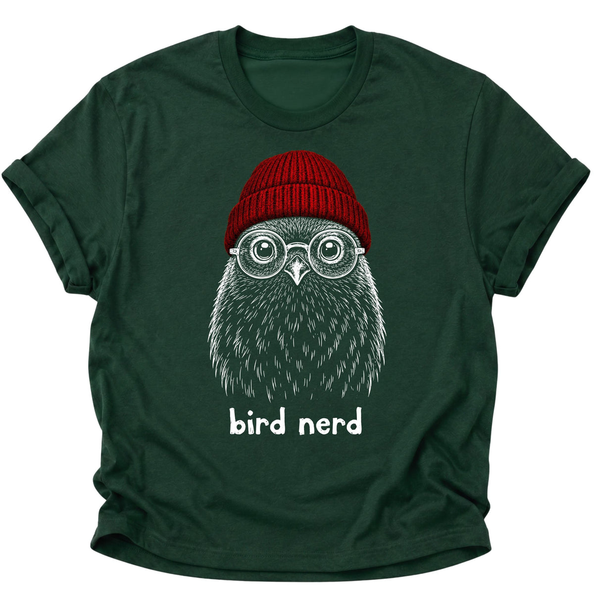 Bird Nerd Vogel mit Mütze Unisex T-Shirt Forest Green - PINE & RIVER