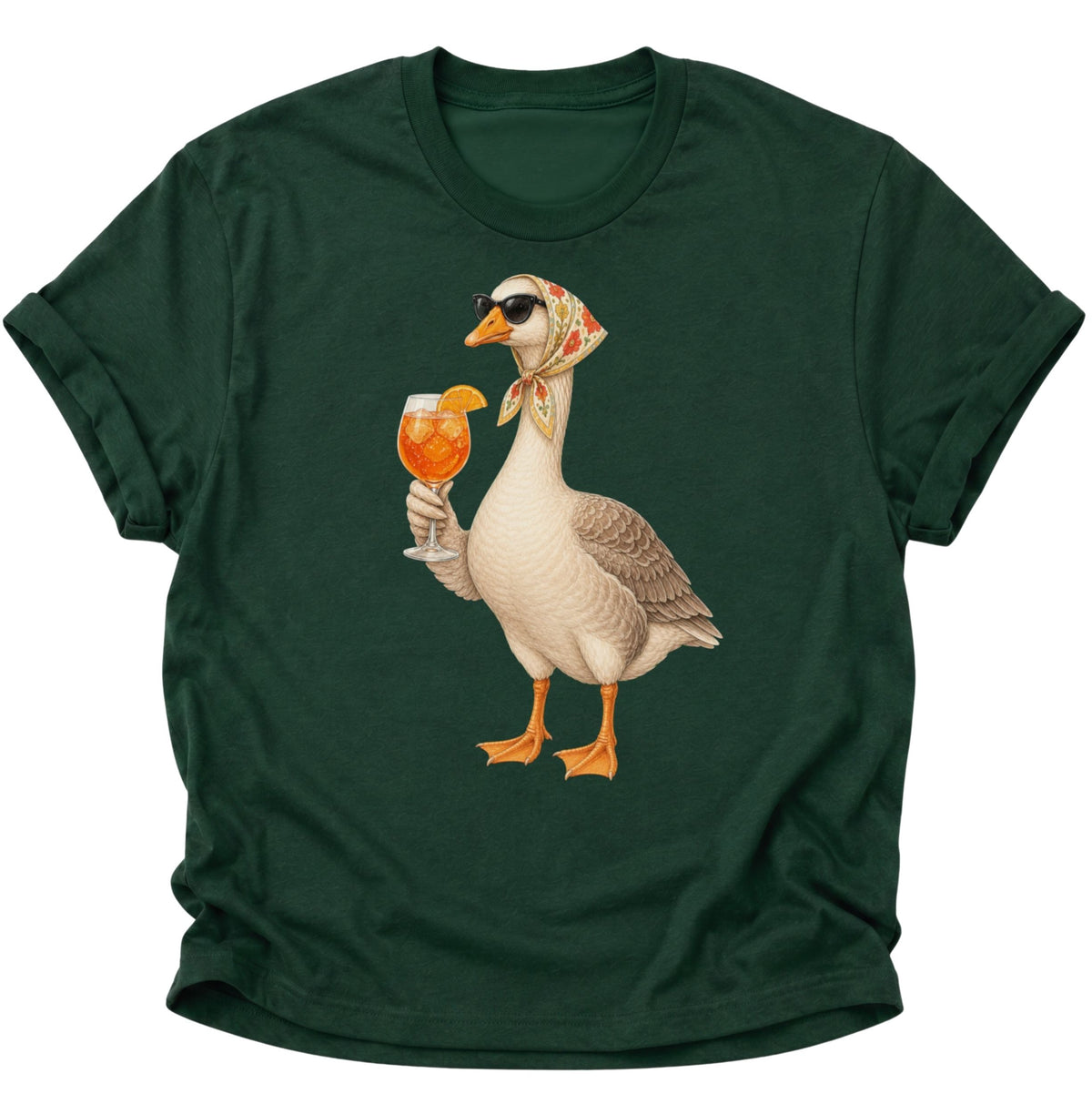 Cocktail-Gans mit Kopftuch Unisex T-Shirt Forest Green - PINE & RIVER