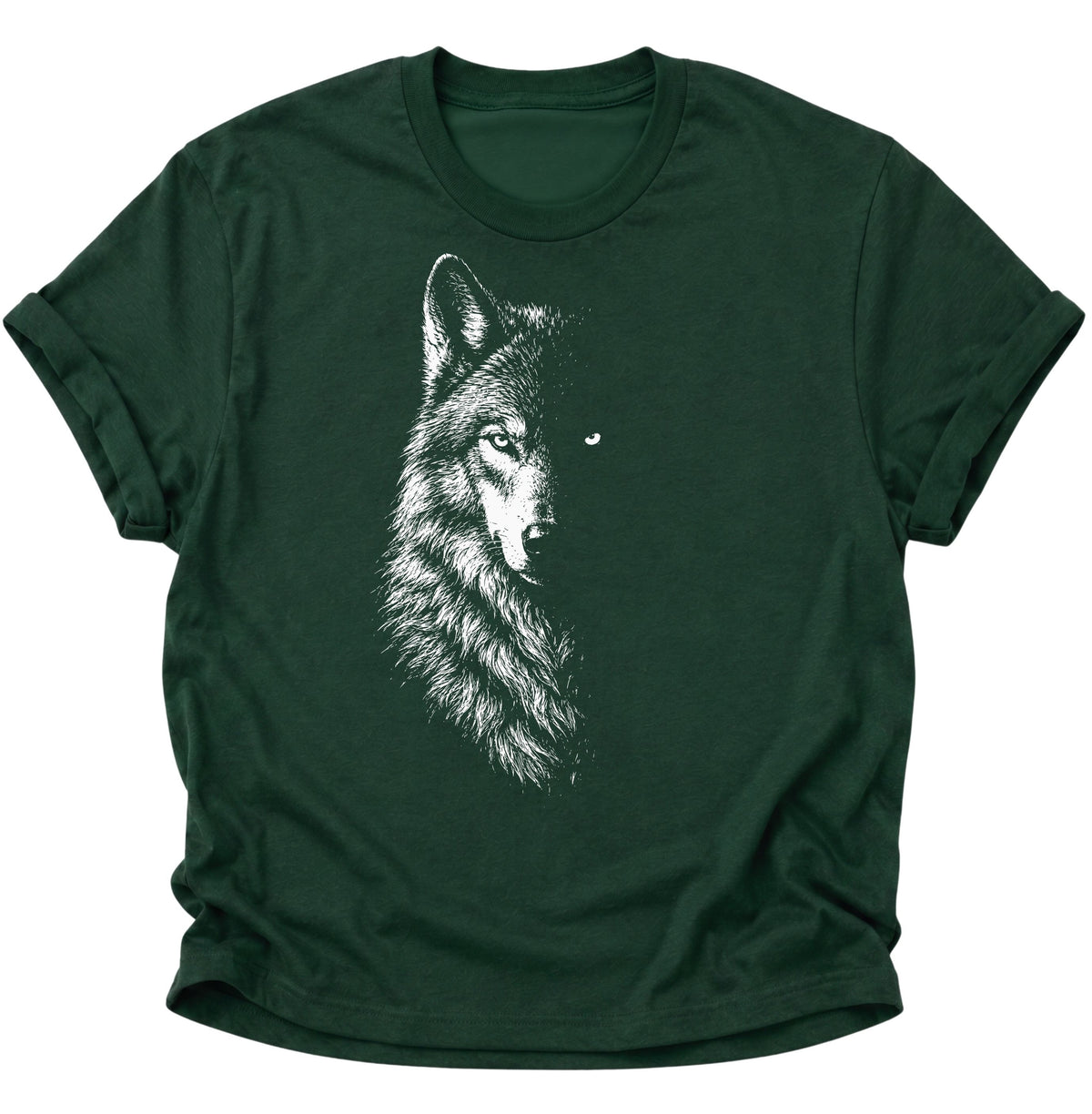 Mystischer Wolf im Schatten Unisex T-Shirt Forest Green - PINE & RIVER