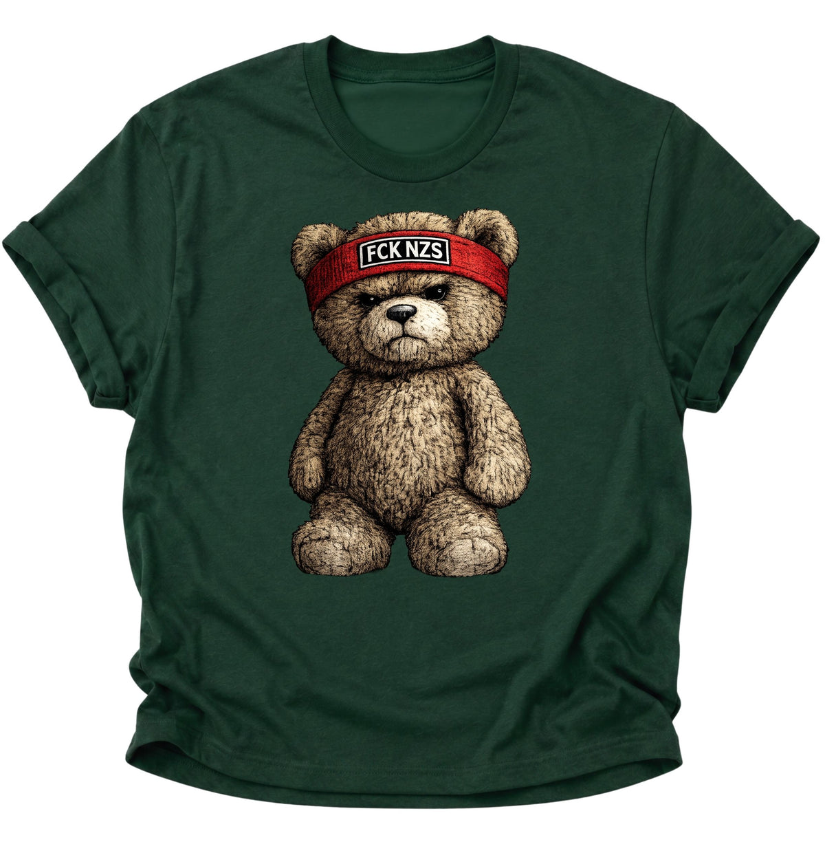 Grimmiger Teddybär gegen rechts Unisex T-Shirt Forest Green - PINE & RIVER