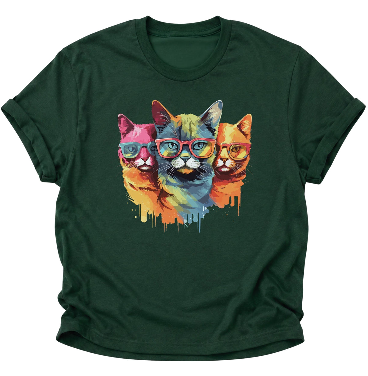 Three Cats Unisex T-Shirt Forest Green - PINE & RIVER