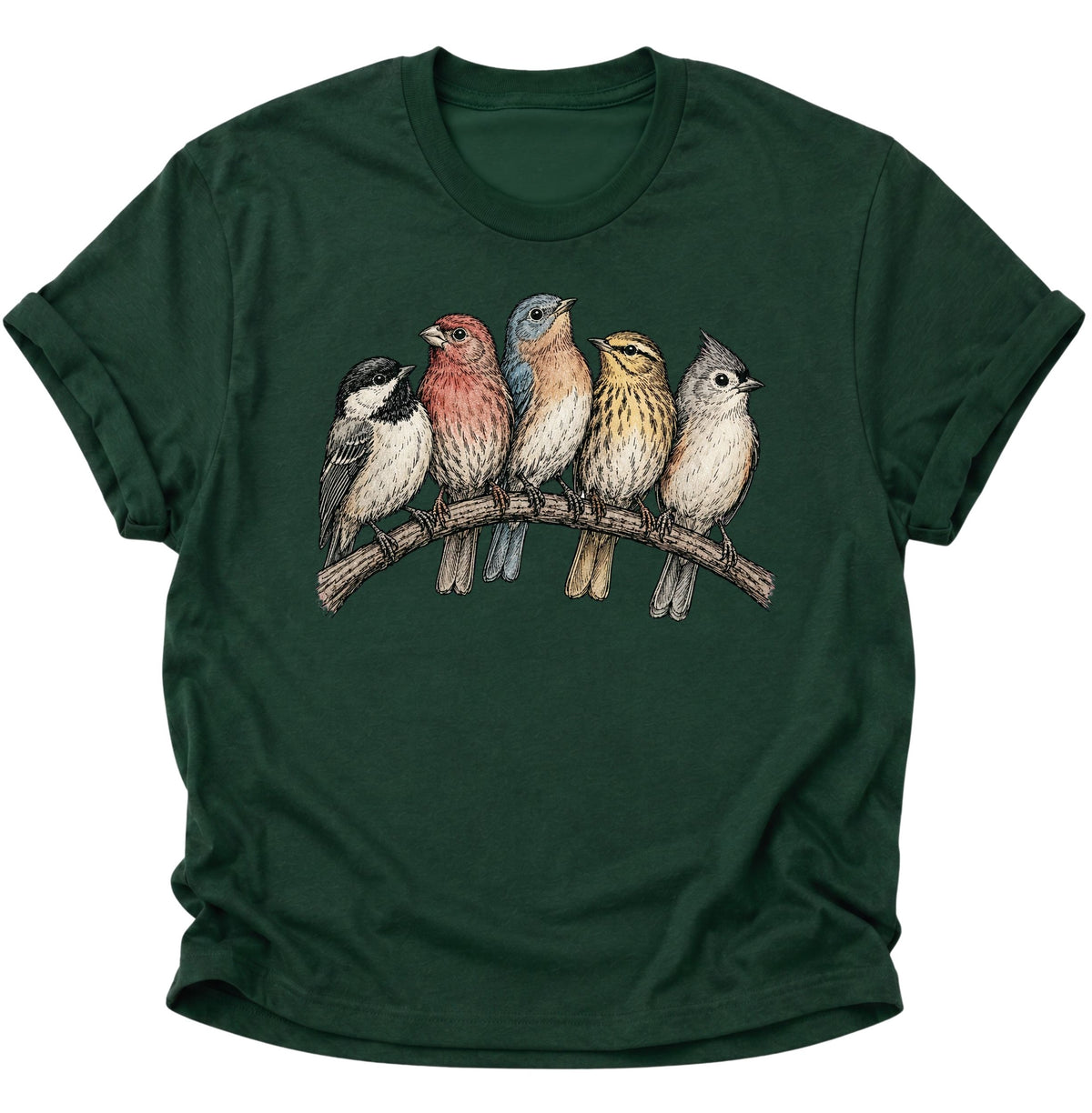 Bird's Unisex T-Shirt Forest Green - PINE & RIVER