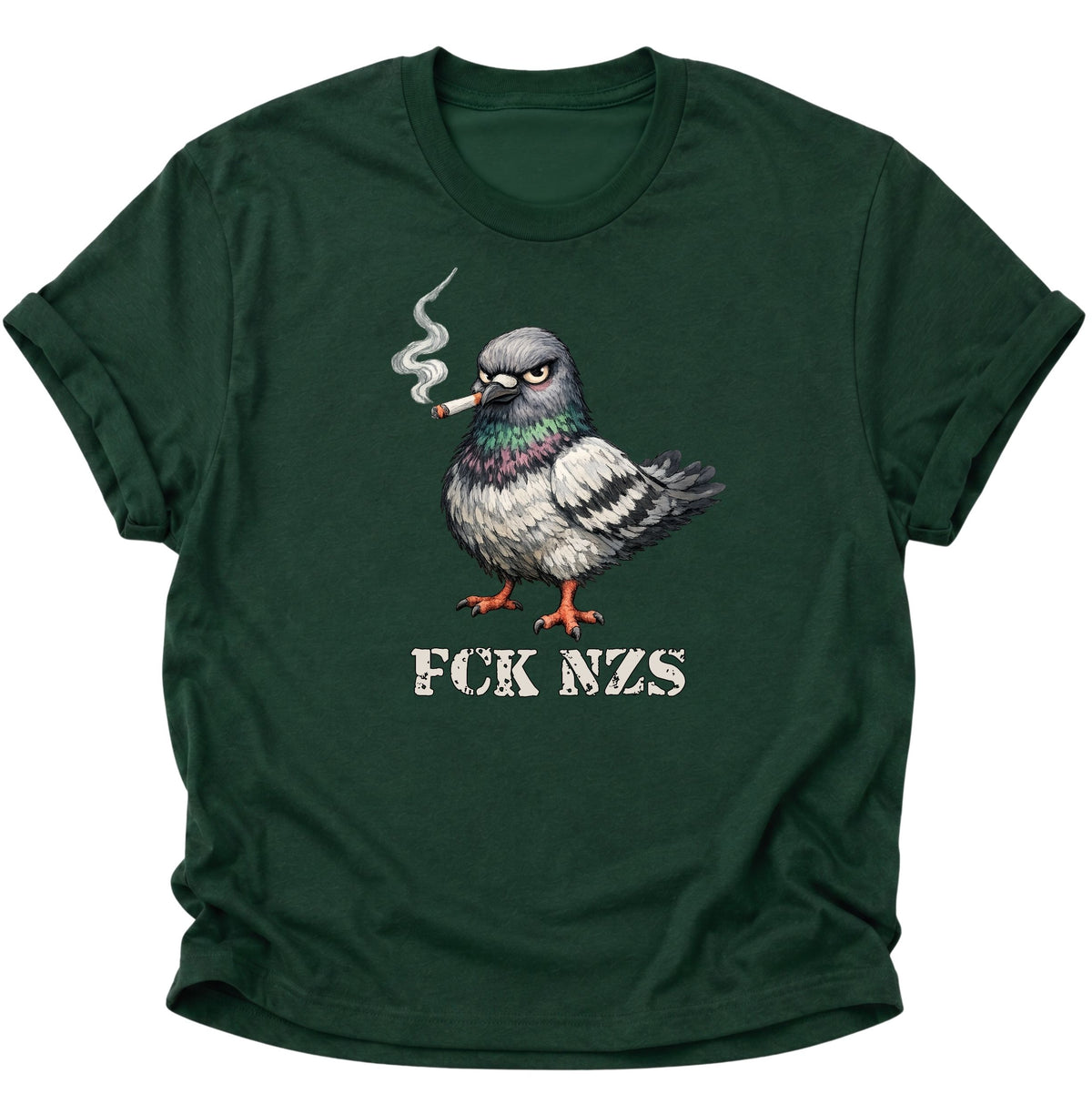 Rauchende Taube gegen rechts Unisex T-Shirt Forest Green - PINE & RIVER