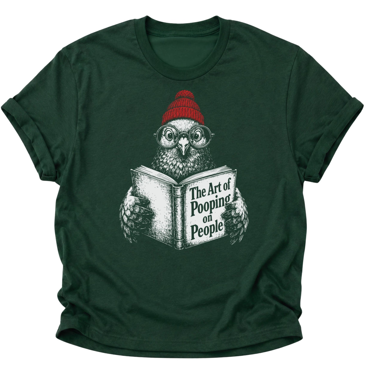 Vogel liest The Art of Pooping on People Unisex T-Shirt Forest Green - PINE & RIVER