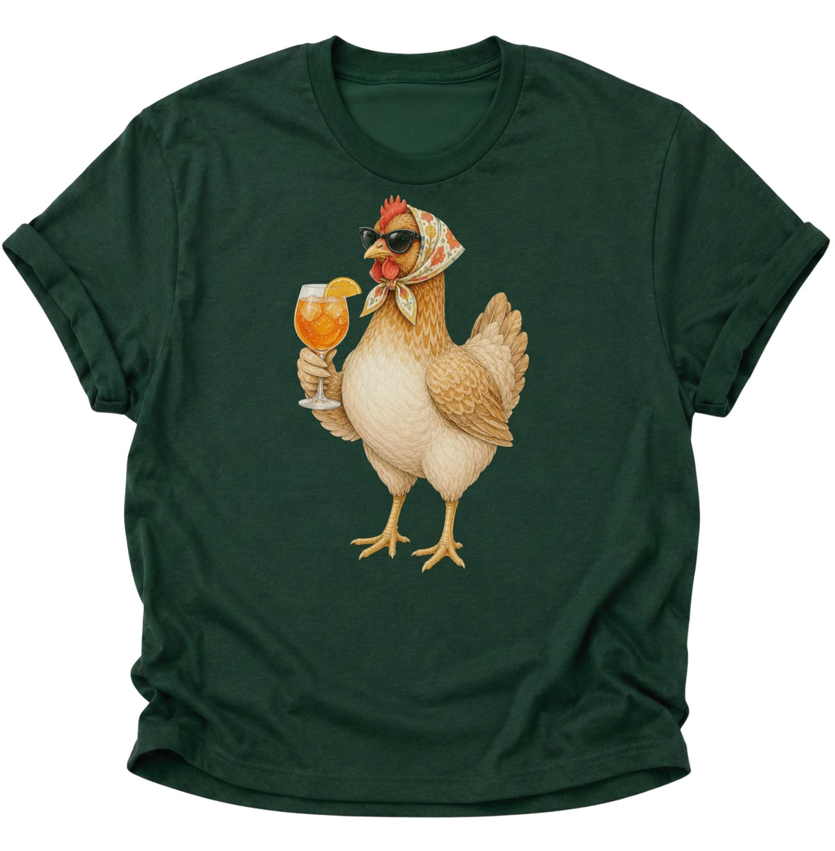 Cocktail-Henne mit Kopftuch Unisex T-Shirt Forest Green - PINE & RIVER