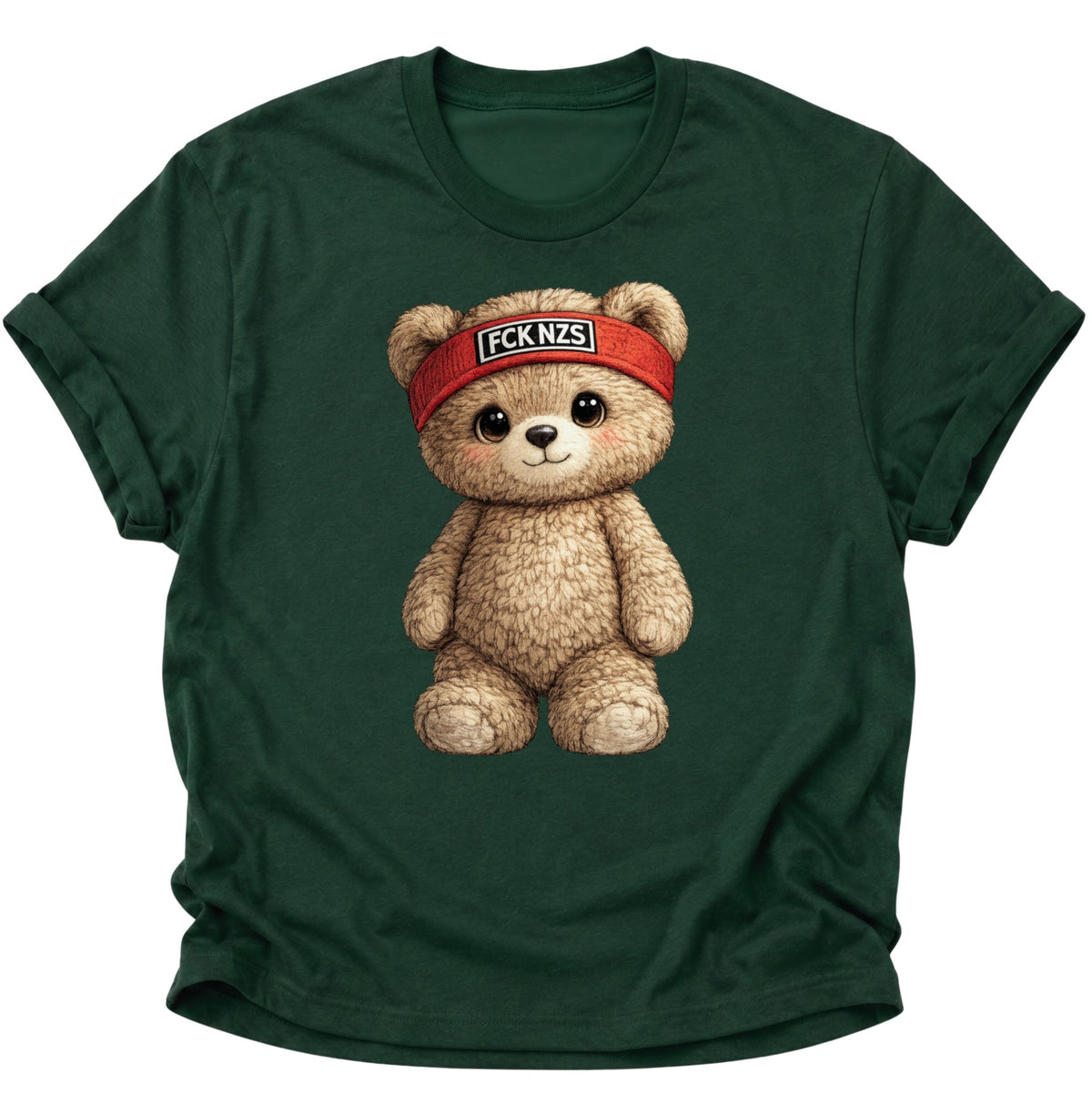 Süßer Teddybär gegen rechts Unisex T-Shirt Forest Green - PINE & RIVER
