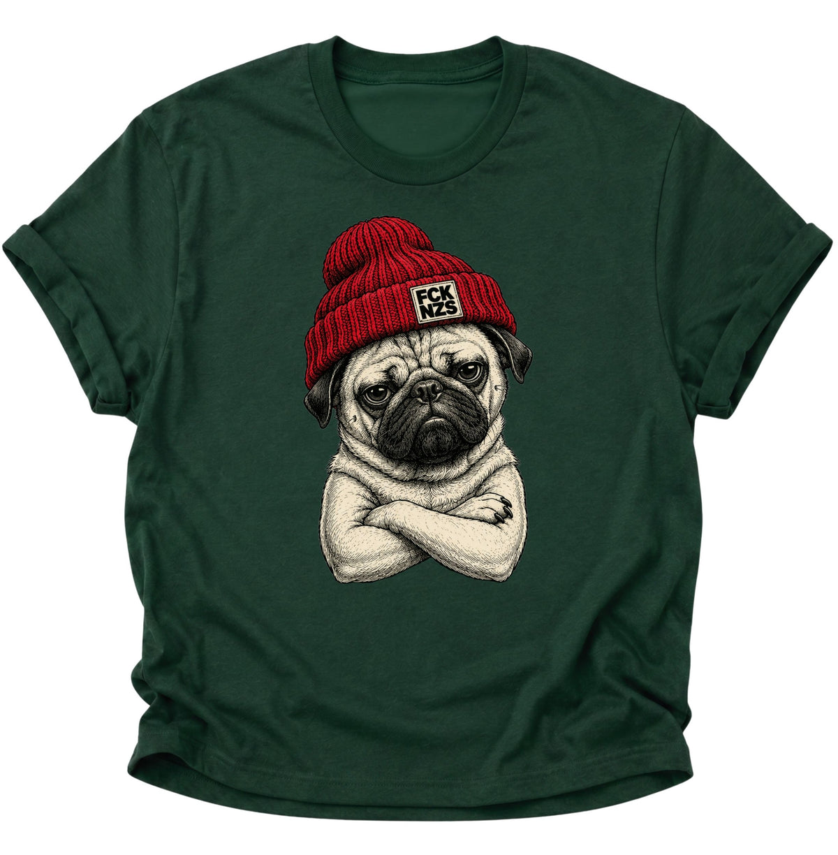 Mops gegen rechts Unisex T-Shirt Forest Green - PINE & RIVER