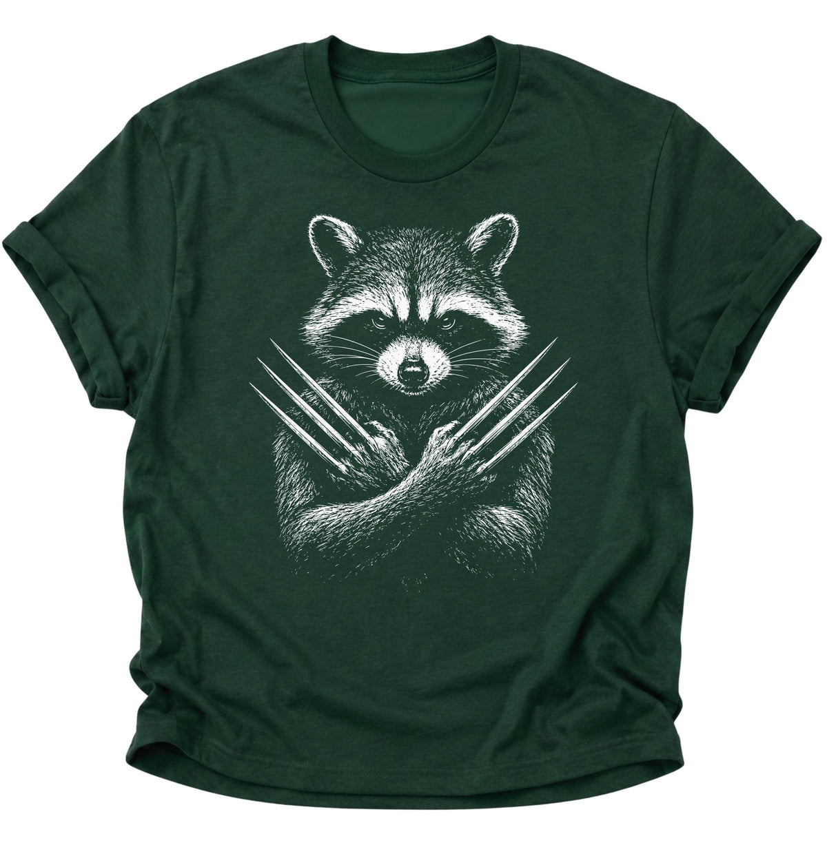 Waschbär mit Metallkrallen Unisex T-Shirt Forest Green - PINE & RIVER