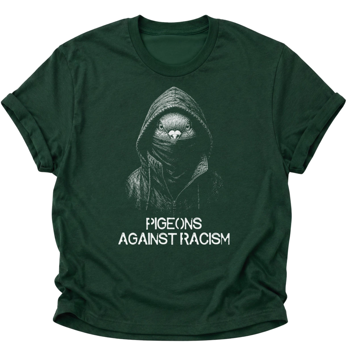 Pigeons Against Racism Taube Unisex T-Shirt Schwarz - PINE & RIVER