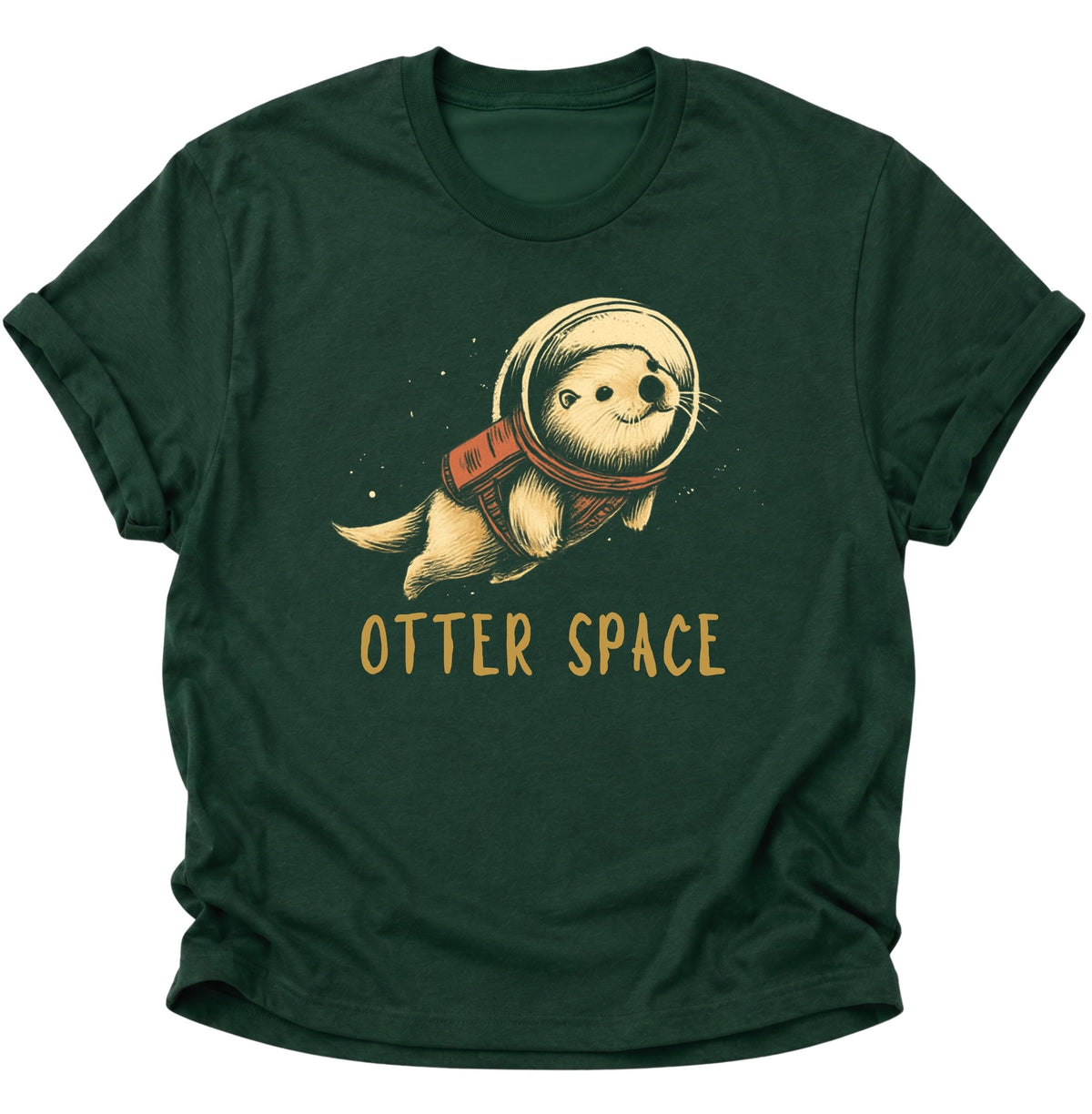 Otter Space Astronauten-Otter Unisex T-Shirt Forest Green - PINE & RIVER