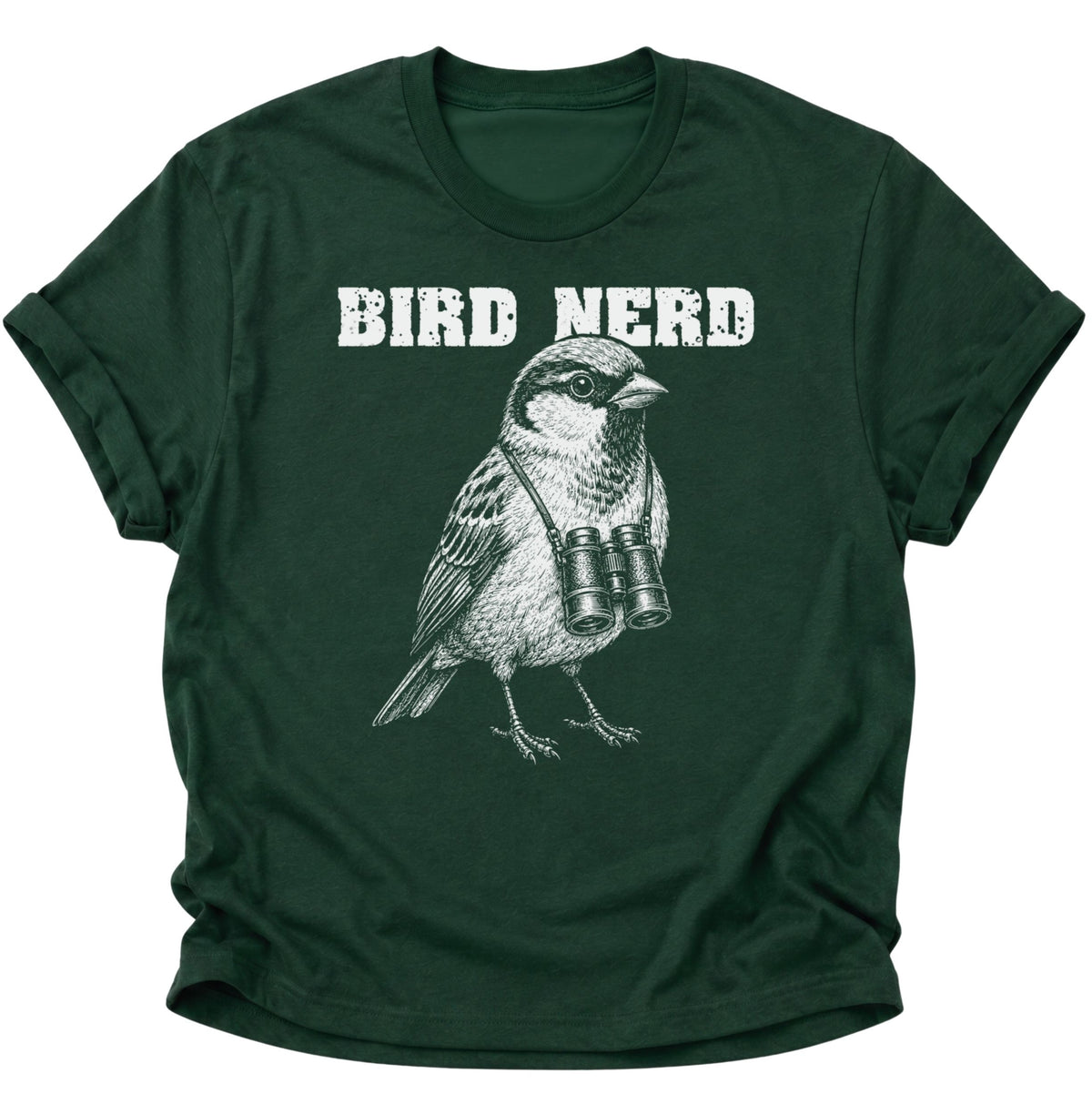 Bird Nerd Vogel mit Fernglas Unisex T-Shirt Forest Green - PINE & RIVER
