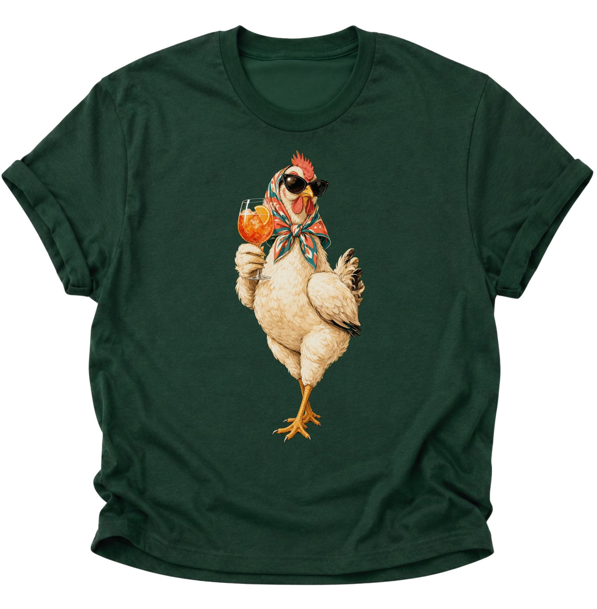 Cocktail-Henne mit Sonnenbrille Unisex T-Shirt Forest Green - PINE & RIVER