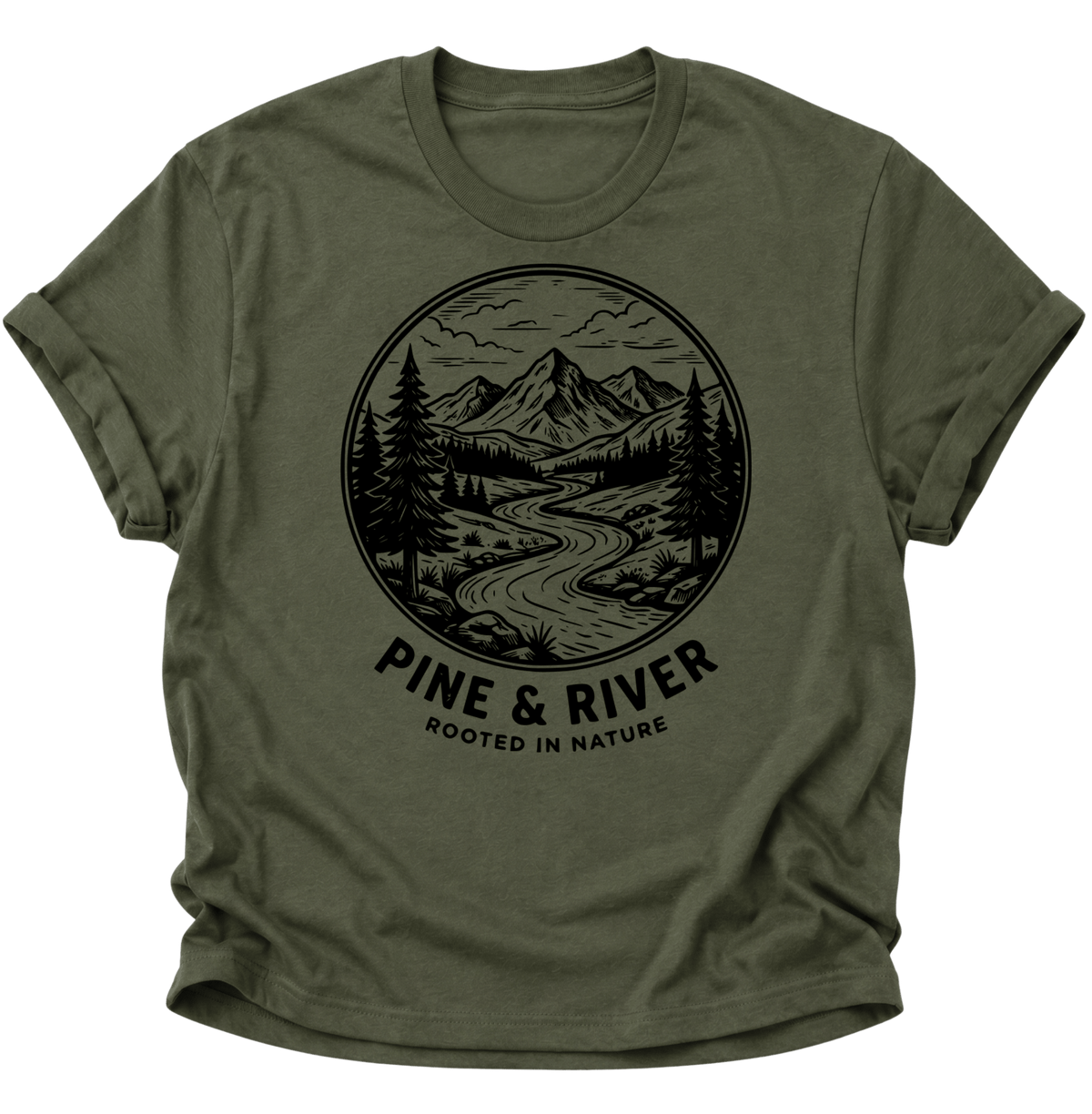 Pine & River Unisex T-Shirt Military Green - PINE & RIVER