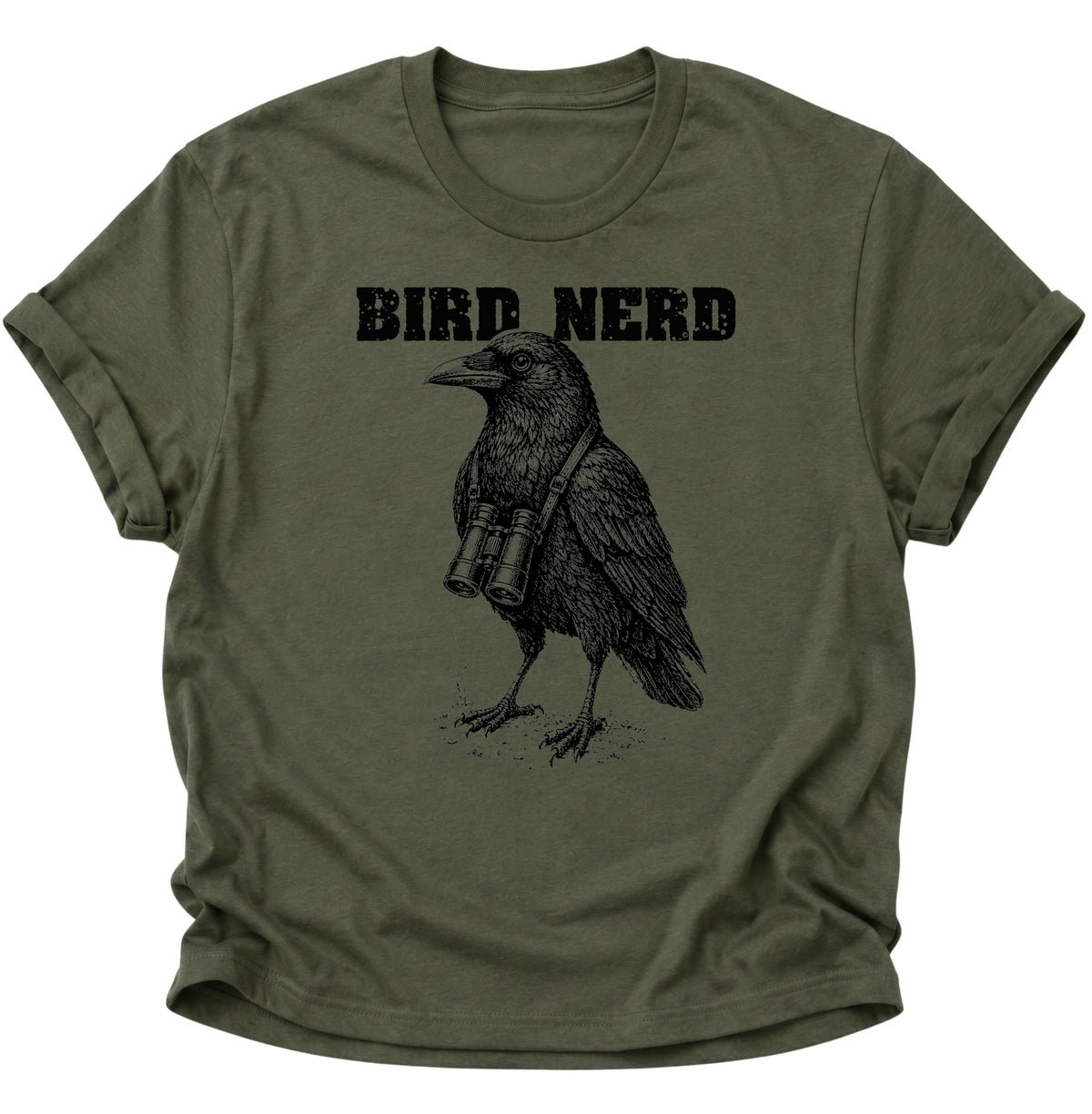 Bird Nerd Rabenvogel mit Fernglas Unisex T-Shirt Military Green - PINE & RIVER