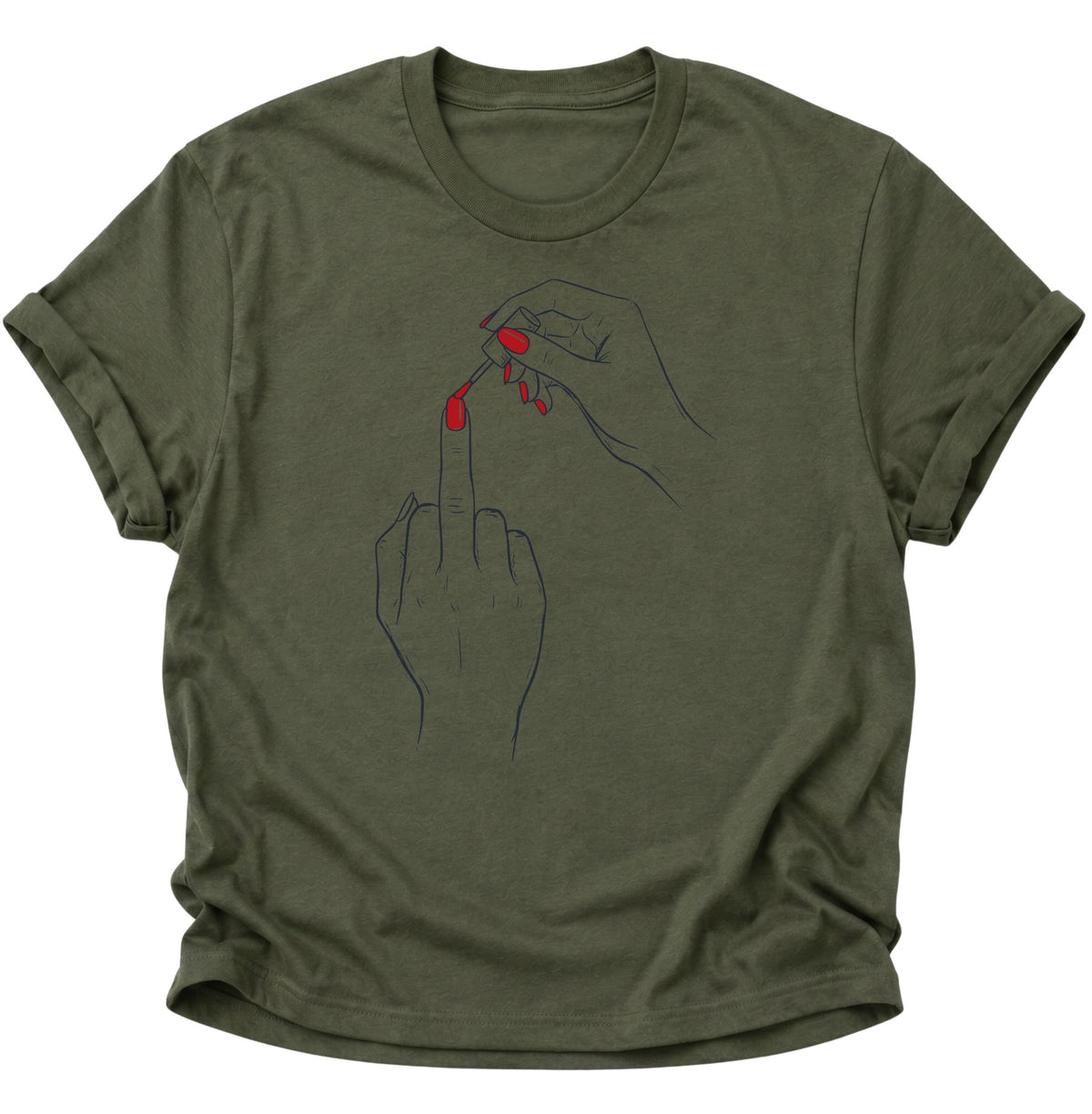 Nagellack Mittelfinger Unisex T-Shirt Military Green - PINE & RIVER