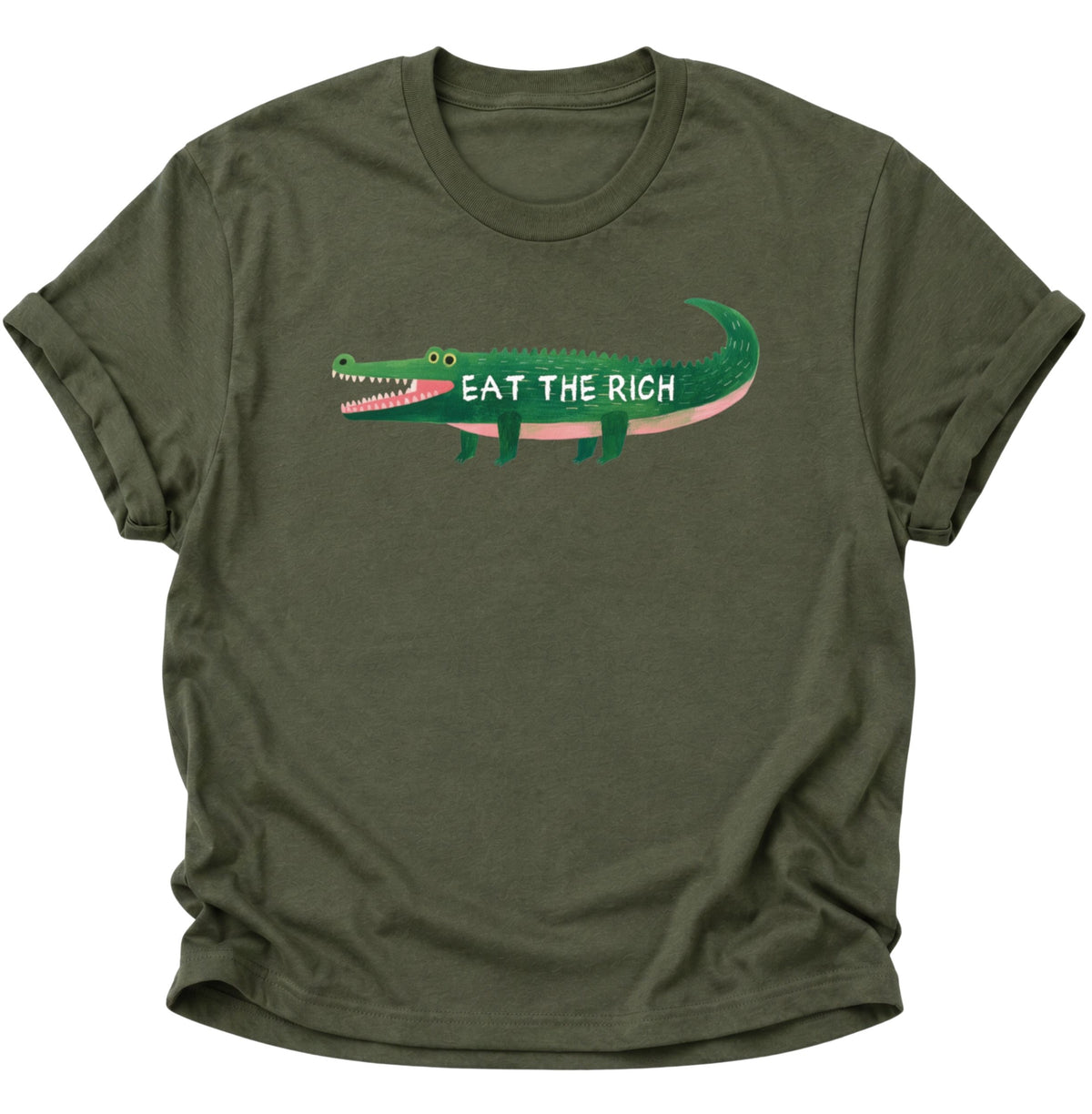 Krokodil Eat the Rich Unisex T-Shirt Military Green - PINE & RIVER