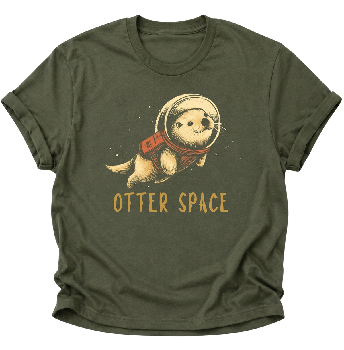 Otter Space Astronauten-Otter Unisex T-Shirt Military Green - PINE & RIVER