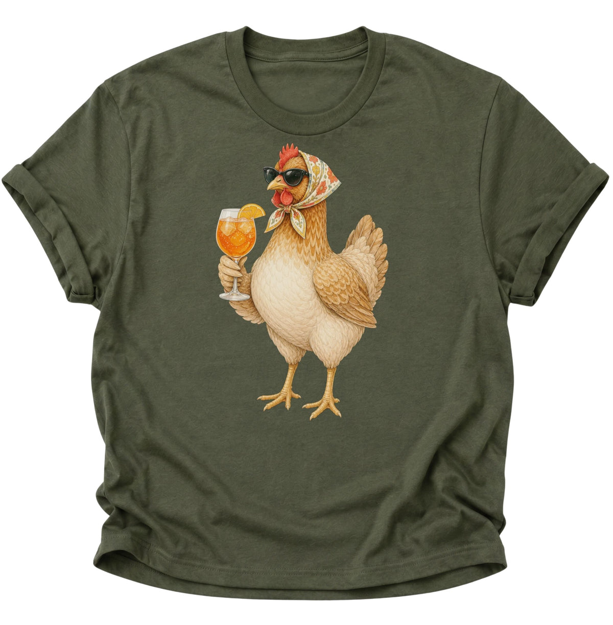 Cocktail-Henne mit Kopftuch Unisex T-Shirt Military Green - PINE & RIVER