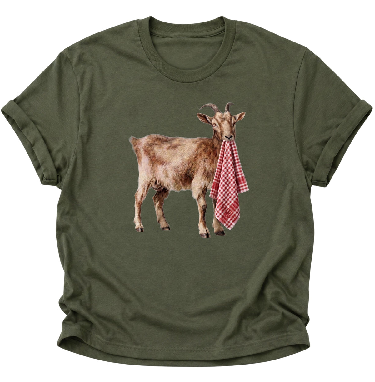 Ziege mit Geschirrhandtuch Unisex T-Shirt Military Green - PINE & RIVER