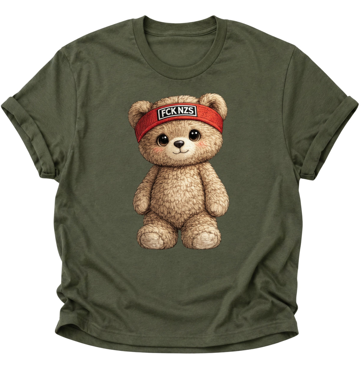 Süßer Teddybär gegen rechts Unisex T-Shirt Military Green - PINE & RIVER