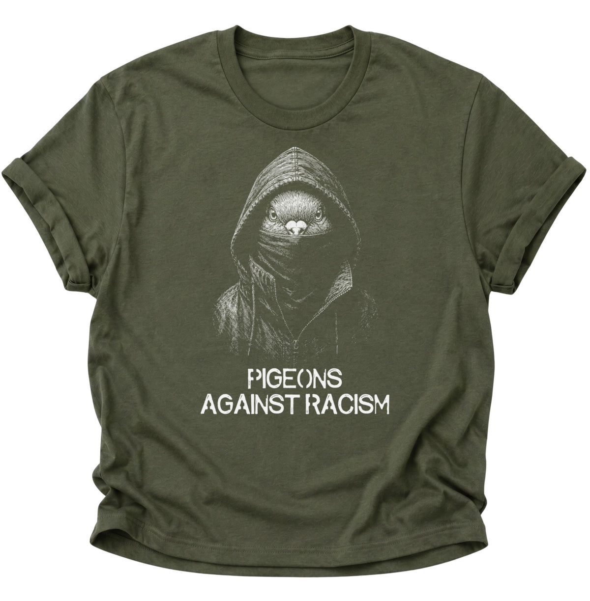 Pigeons Against Racism Taube Unisex T-Shirt Schwarz - PINE & RIVER
