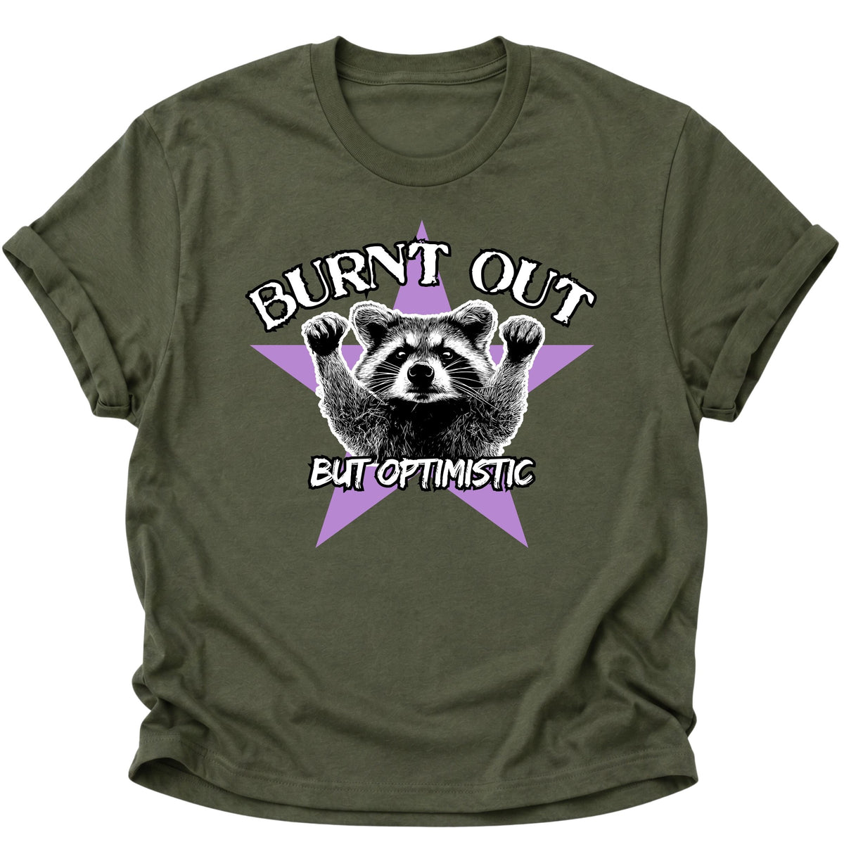 Burnt Out Washbär Unisex T-Shirt Military Green - PINE & RIVER